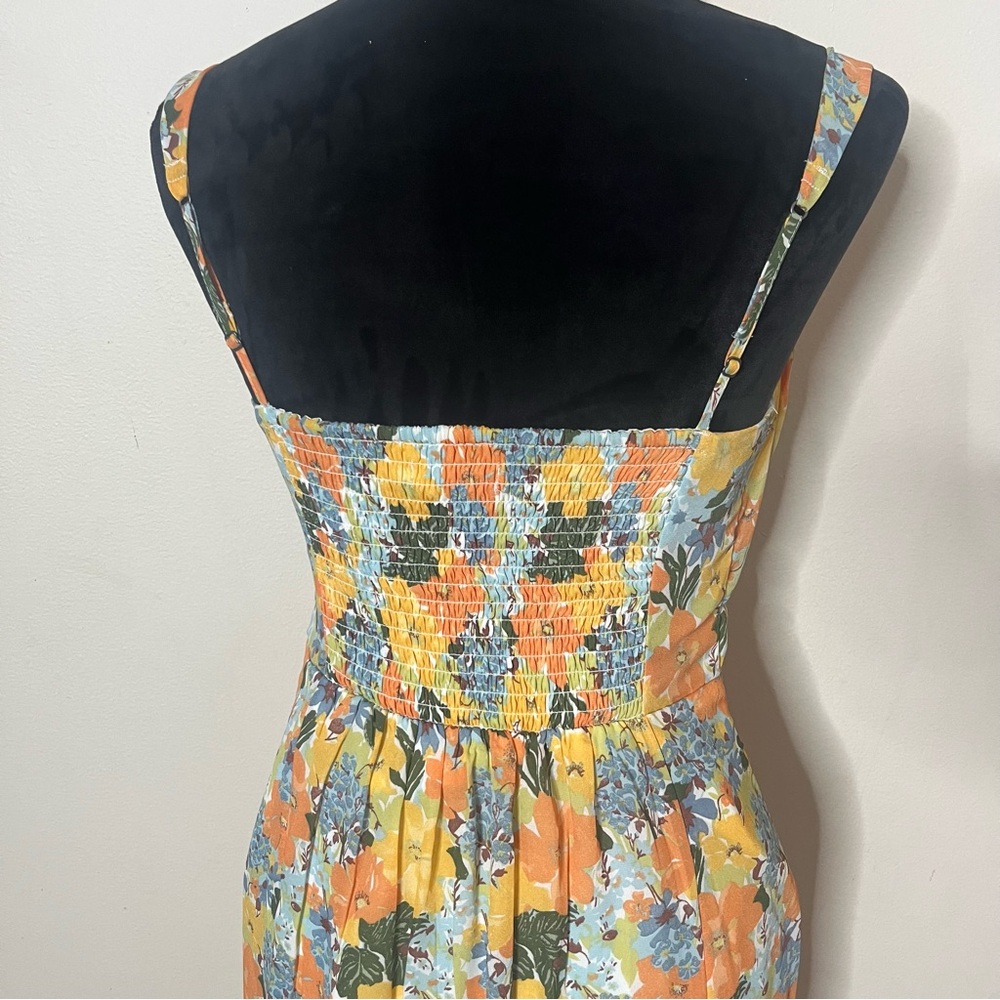 Abercrombie & Fitch Women’s Yellow Floral Sleeveless Ruched Midi Dress Sz S - Picture 7 of 13